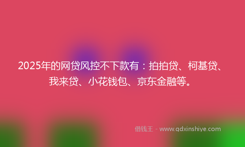 2025年的网贷风控不下款有：拍拍贷、柯基贷、我来贷、小花钱包、京东金融等。