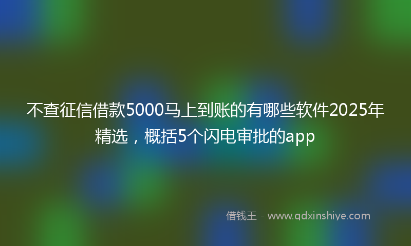 不查征信借款5000马上到账的有哪些软件2025年精选，概括5个闪电审批的app