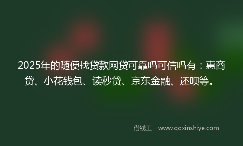 2025年的随便找贷款网贷可靠吗可信吗有：惠商贷、小花钱包、读秒贷、京东金融、还呗等。