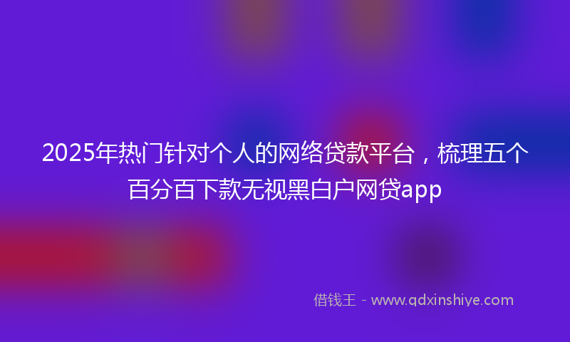 2025年热门针对个人的网络贷款平台，梳理五个百分百下款无视黑白户网贷app