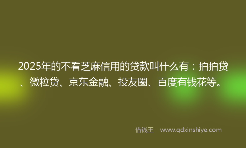 2025年的不看芝麻信用的贷款叫什么有：拍拍贷、微粒贷、京东金融、投友圈、百度有钱花等。