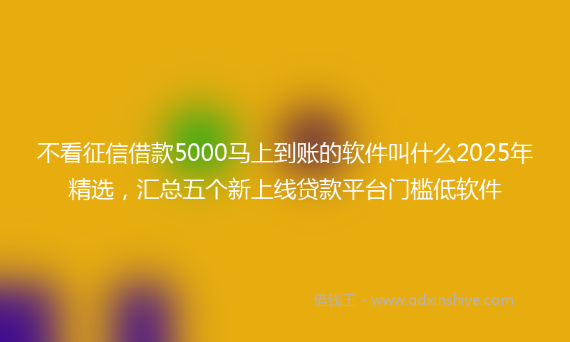 不看征信借款5000马上到账的软件叫什么2025年精选,汇总五个新上线贷款平台门槛低软件
