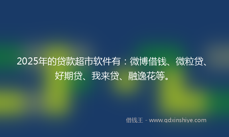 2025年的贷款超市软件有：微博借钱、微粒贷、好期贷、我来贷、融逸花等。