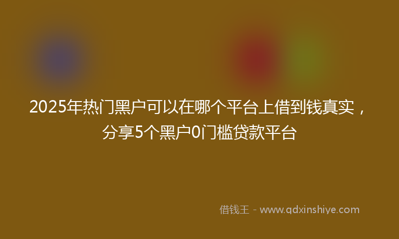 2025年热门黑户可以在哪个平台上借到钱真实，分享5个黑户0门槛贷款平台