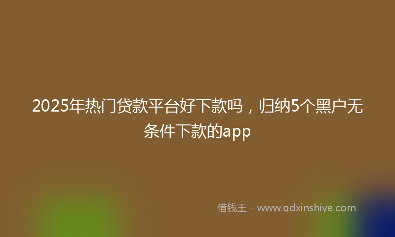 2025年热门贷款平台好下款吗，归纳5个黑户无条件下款的app