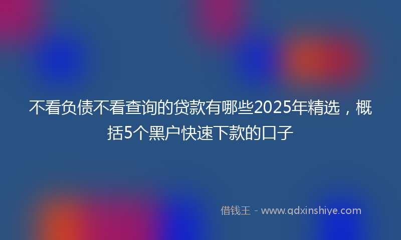 不看负债不看查询的贷款有哪些2025年精选，概括5个黑户快速下款的口子