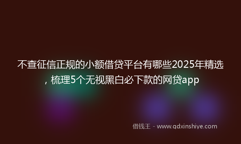 不查征信正规的小额借贷平台有哪些2025年精选，梳理5个无视黑白必下款的网贷app