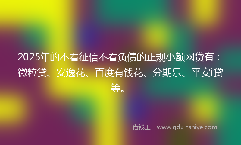 2025年的不看征信不看负债的正规小额网贷有：微粒贷、安逸花、百度有钱花、分期乐、平安i贷等。