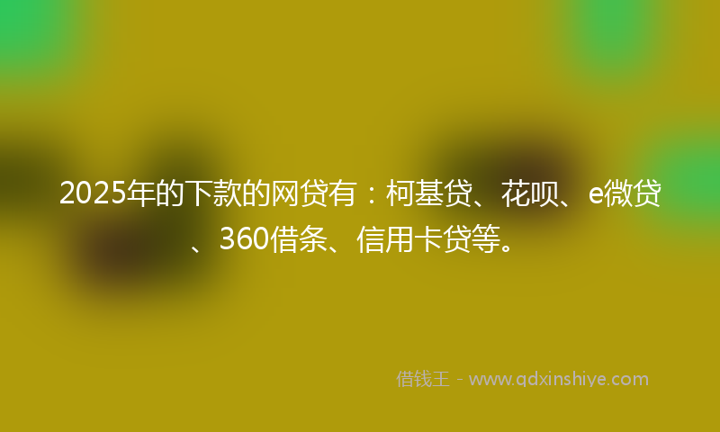 2025年的下款的网贷有：柯基贷、花呗、e微贷、360借条、信用卡贷等。