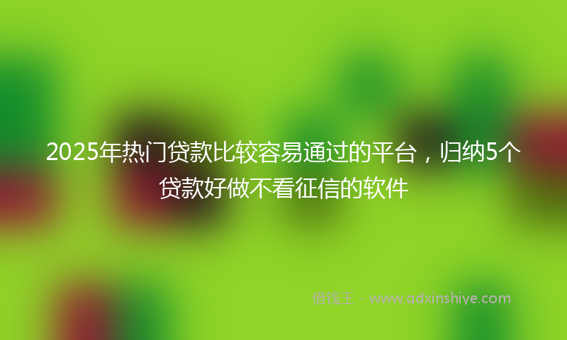 2025年热门贷款比较容易通过的平台，归纳5个贷款好做不看征信的软件