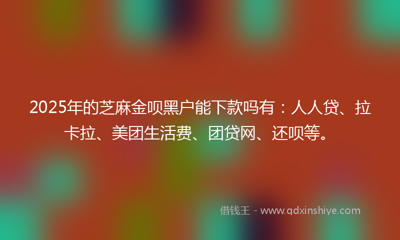 2025年的芝麻金呗黑户能下款吗有：人人贷、拉卡拉、美团生活费、团贷网、还呗等。