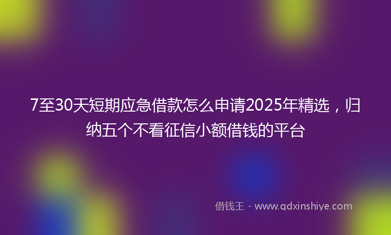 7至30天短期应急借款怎么申请2025年精选，归纳五个不看征信小额借钱的平台