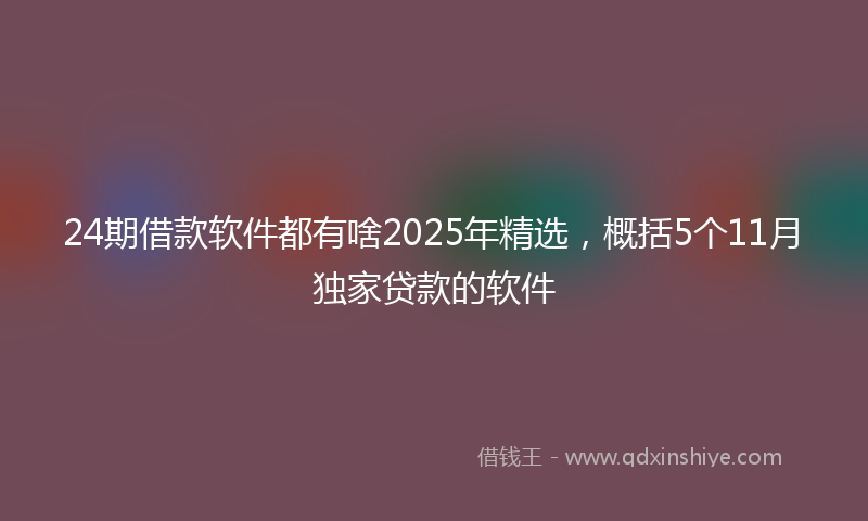 24期借款软件都有啥2025年精选，概括5个11月独家贷款的软件