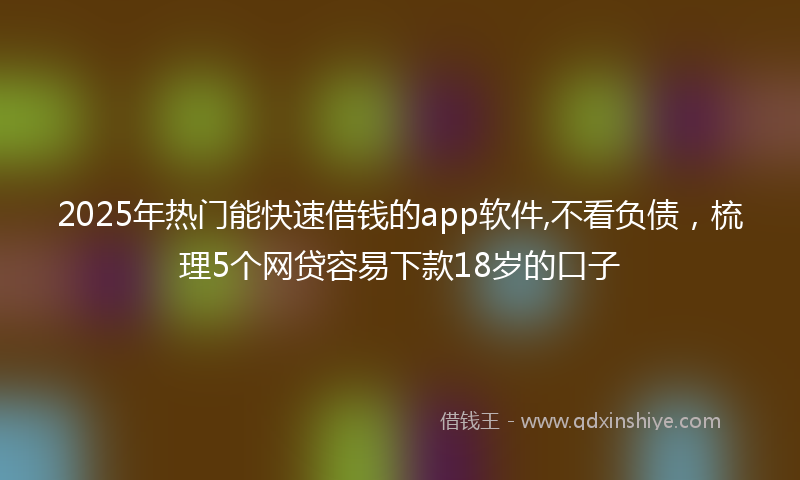 2025年热门能快速借钱的app软件,不看负债,梳理5个网贷容易下款18岁的口子