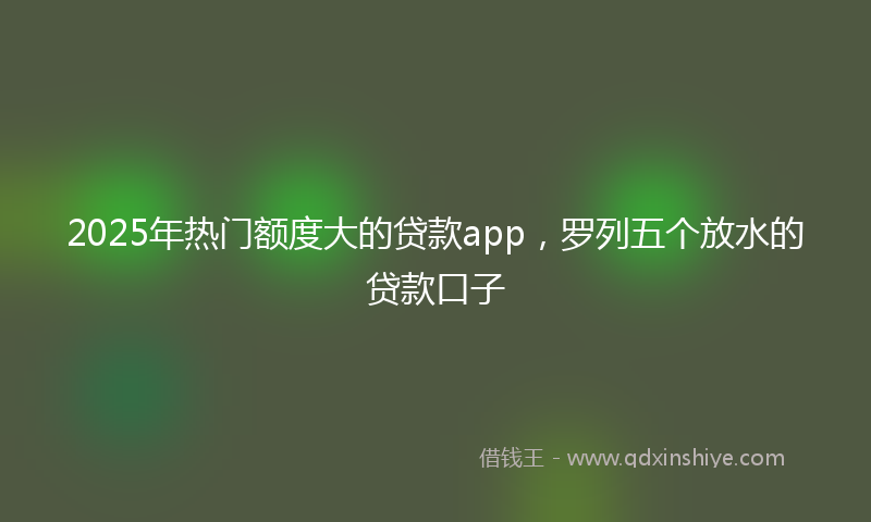 2025年热门额度大的贷款app,罗列五个放水的贷款口子