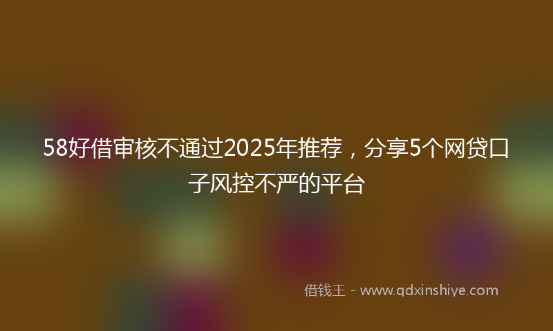 58好借审核不通过2025年推荐,分享5个网贷口子风控不严的平台