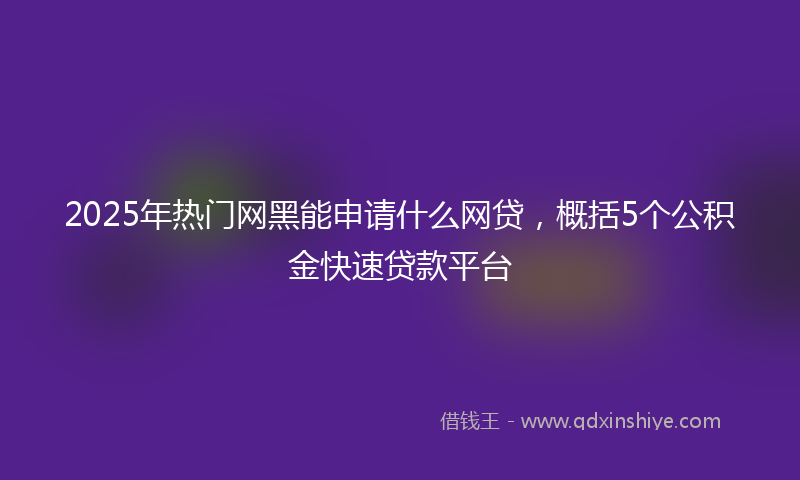 2025年热门网黑能申请什么网贷，概括5个公积金快速贷款平台