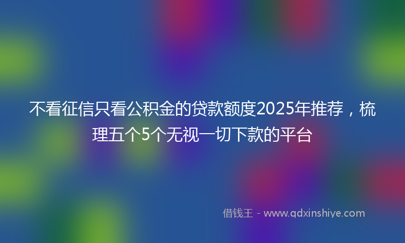 不看征信只看公积金的贷款额度2025年推荐，梳理五个5个无视一切下款的平台