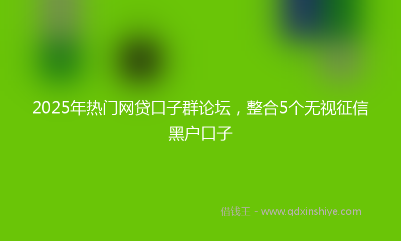 2025年热门网贷口子群论坛，整合5个无视征信黑户口子