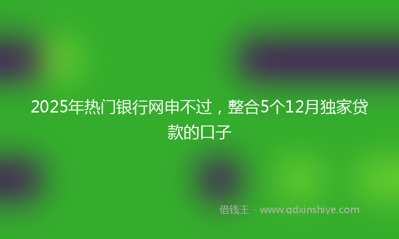 2025年热门银行网申不过，整合5个12月独家贷款的口子
