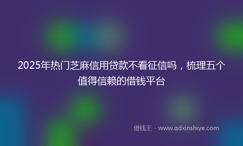 2025年热门芝麻信用贷款不看征信吗，梳理五个值得信赖的借钱平台