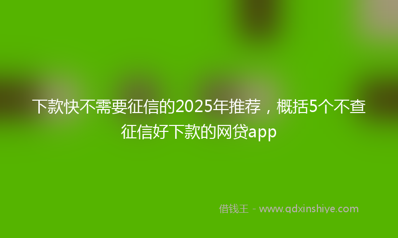下款快不需要征信的2025年推荐，概括5个不查征信好下款的网贷app