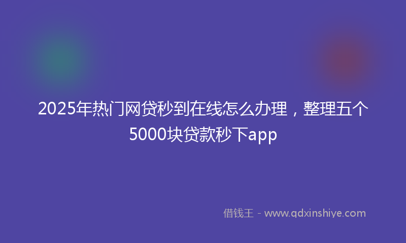 2025年热门网贷秒到在线怎么办理，整理五个5000块贷款秒下app