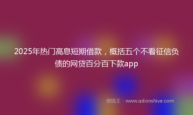 2025年热门高息短期借款，概括五个不看征信负债的网贷百分百下款app