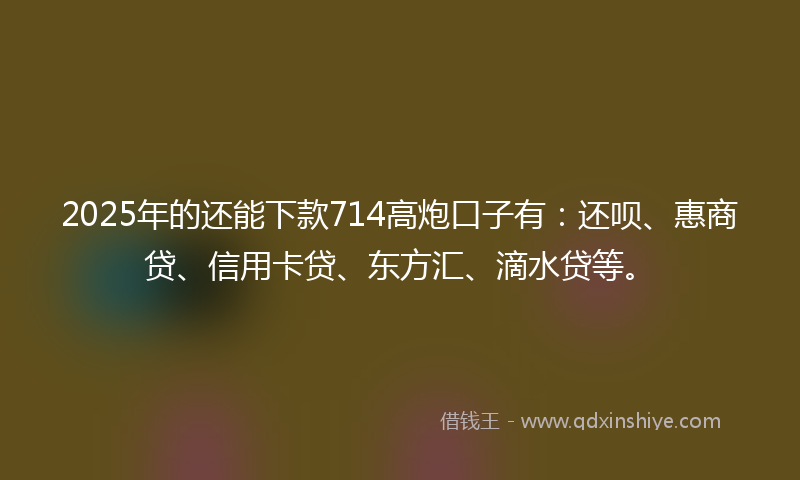 2025年的还能下款714高炮口子有：还呗、惠商贷、信用卡贷、东方汇、滴水贷等。
