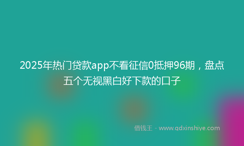 2025年热门贷款app不看征信0抵押96期，盘点五个无视黑白好下款的口子