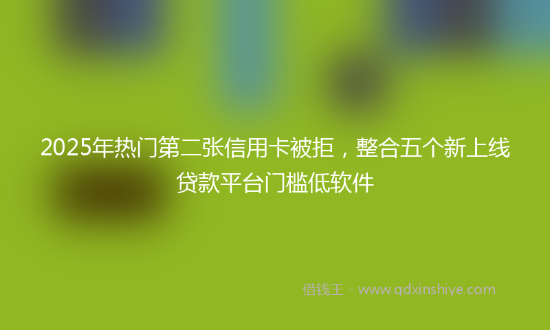 2025年热门第二张信用卡被拒，整合五个新上线贷款平台门槛低软件