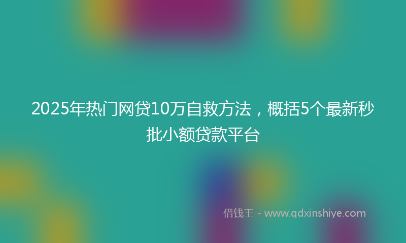 2025年热门网贷10万自救方法，概括5个最新秒批小额贷款平台