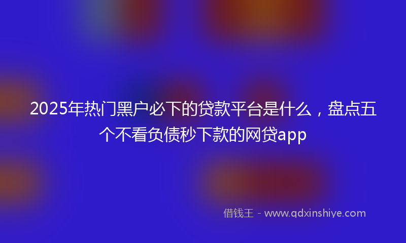 2025年热门黑户必下的贷款平台是什么，盘点五个不看负债秒下款的网贷app