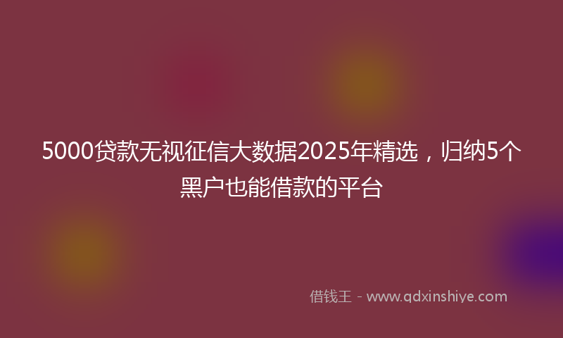 5000贷款无视征信大数据2025年精选，归纳5个黑户也能借款的平台