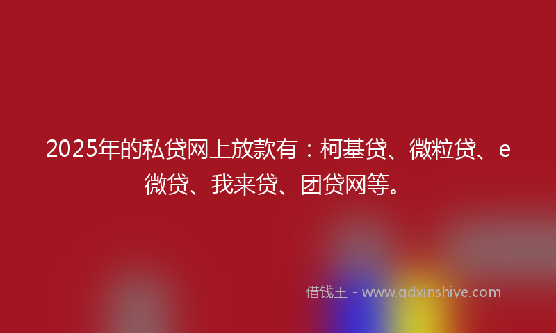 2025年的私贷网上放款有：柯基贷、微粒贷、e微贷、我来贷、团贷网等。