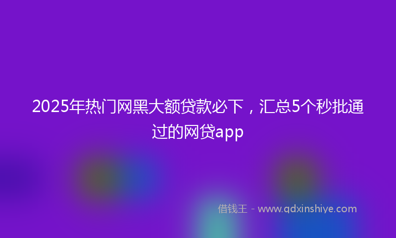 2025年热门网黑大额贷款必下，汇总5个秒批通过的网贷app