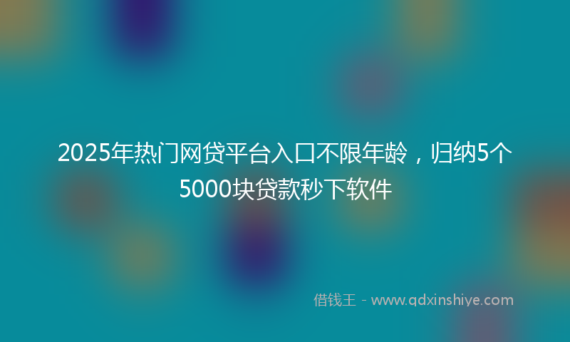 2025年热门网贷平台入口不限年龄，归纳5个5000块贷款秒下软件