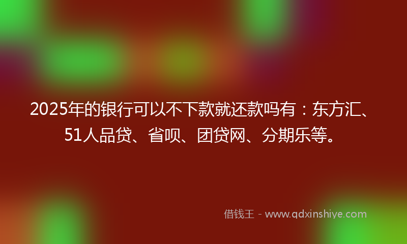 2025年的银行可以不下款就还款吗有：东方汇、51人品贷、省呗、团贷网、分期乐等。