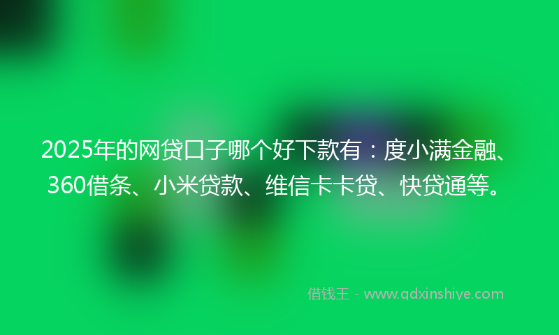 2025年的网贷口子哪个好下款有：度小满金融、360借条、小米贷款、维信卡卡贷、快贷通等。