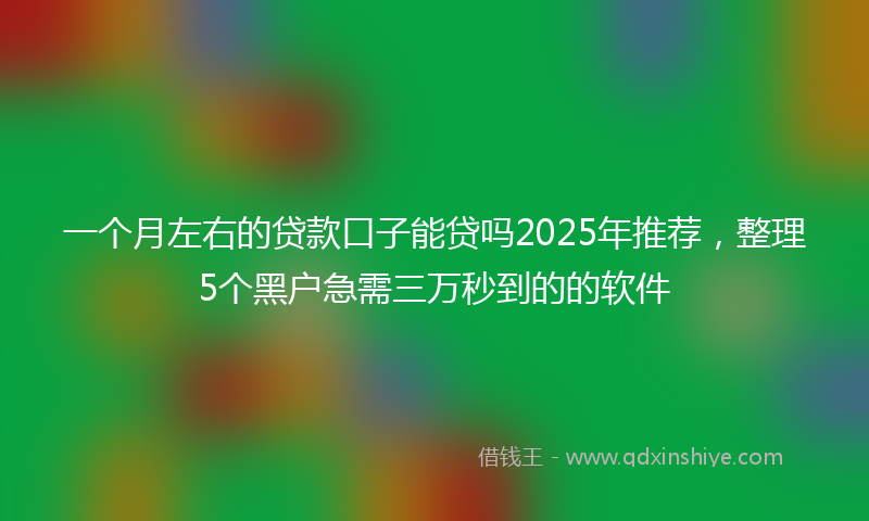 一个月左右的贷款口子能贷吗2025年推荐，整理5个黑户急需三万秒到的的软件