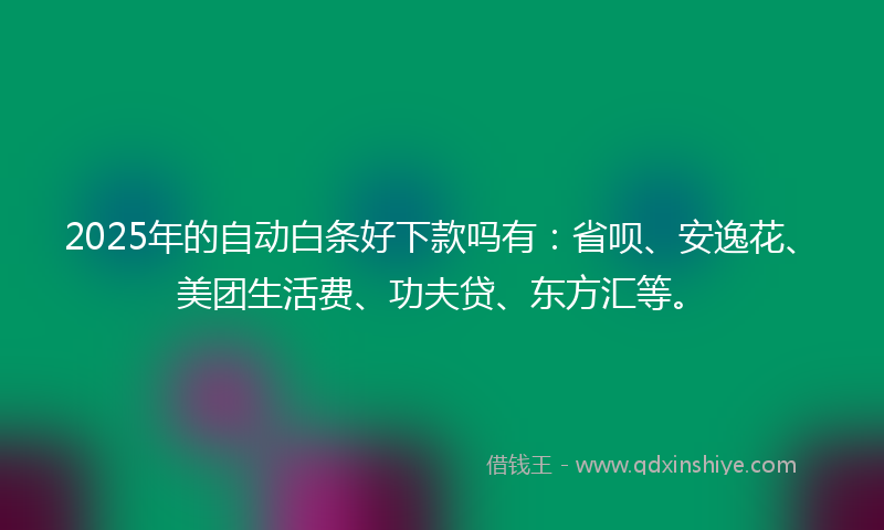 2025年的自动白条好下款吗有：省呗、安逸花、美团生活费、功夫贷、东方汇等。