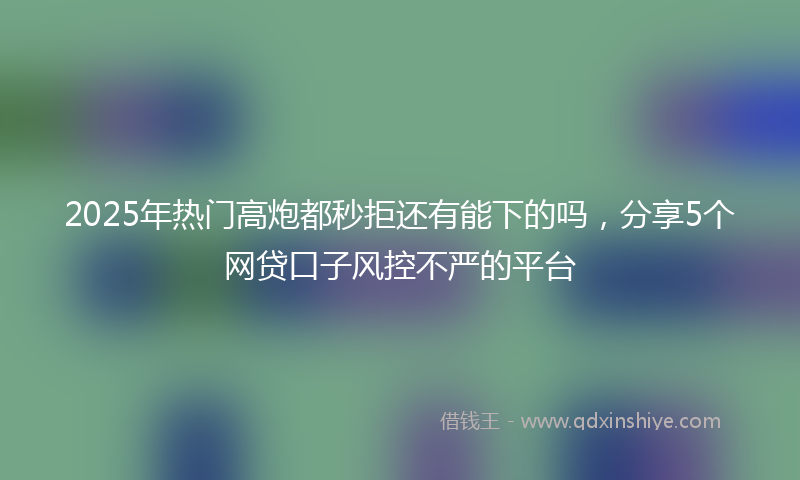2025年热门高炮都秒拒还有能下的吗，分享5个网贷口子风控不严的平台