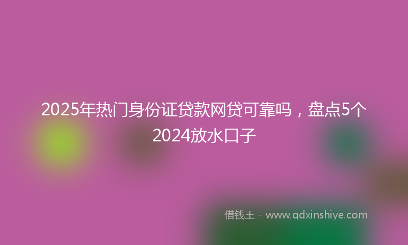 2025年热门身份证贷款网贷可靠吗，盘点5个2024放水口子