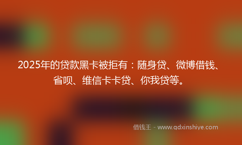 2025年的贷款黑卡被拒有：随身贷、微博借钱、省呗、维信卡卡贷、你我贷等。