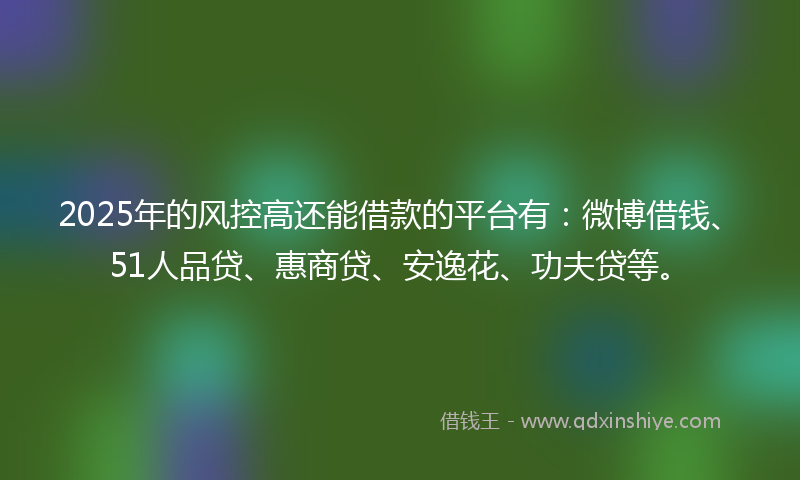 2025年的风控高还能借款的平台有:微博借钱、51人品贷、惠商贷、安逸花、功夫贷等。
