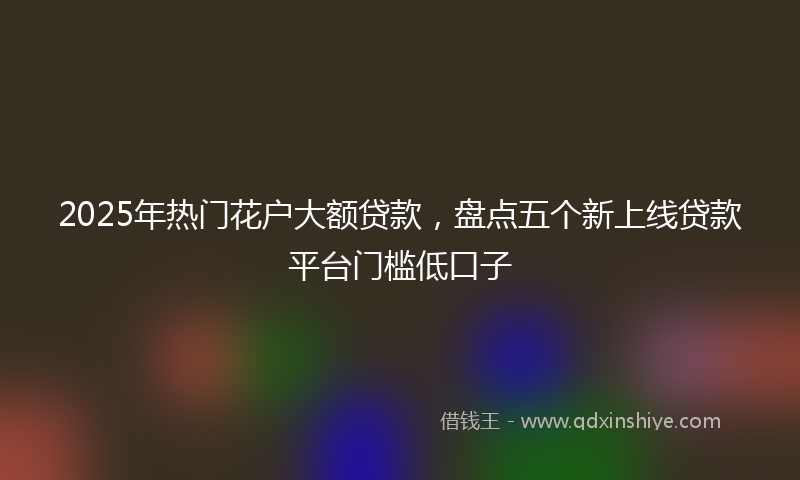 2025年热门花户大额贷款，盘点五个新上线贷款平台门槛低口子