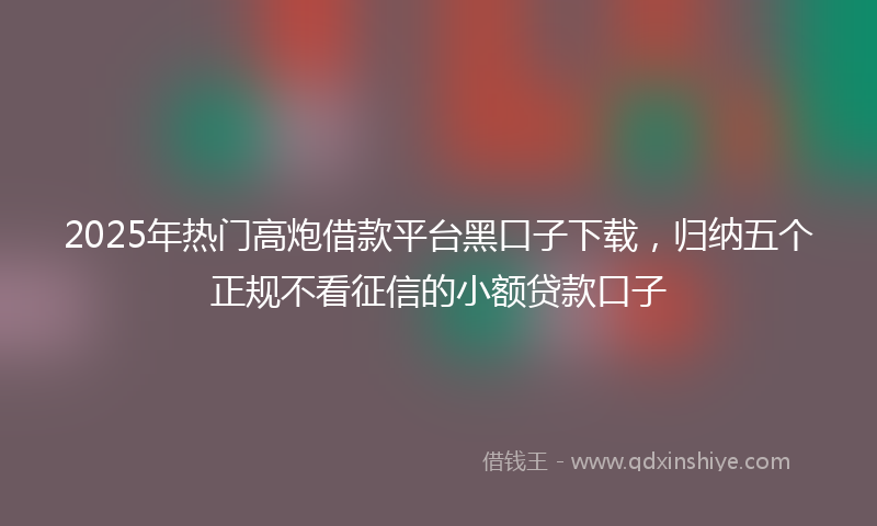 2025年热门高炮借款平台黑口子下载，归纳五个正规不看征信的小额贷款口子