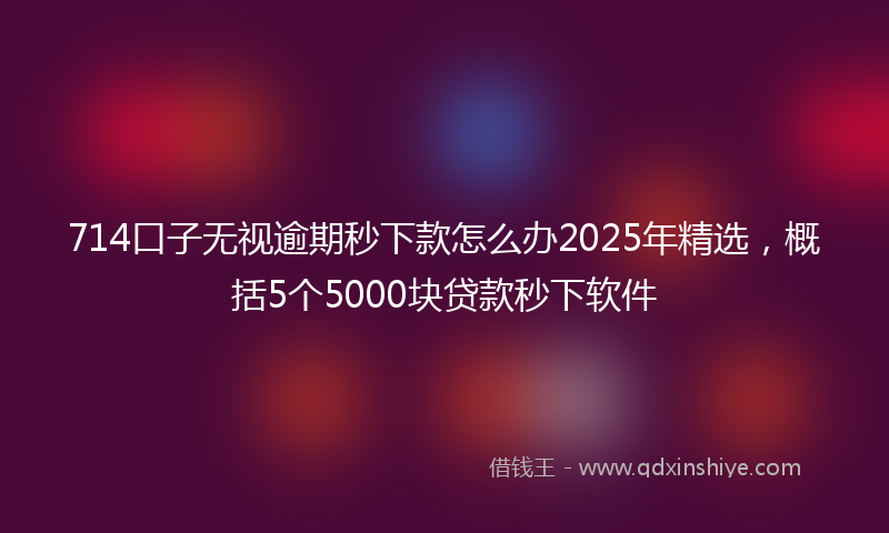 714口子无视逾期秒下款怎么办2025年精选，概括5个5000块贷款秒下软件