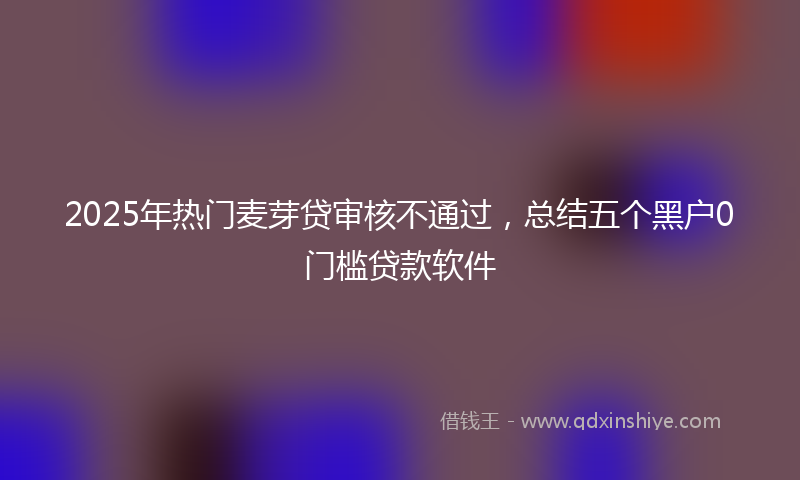 2025年热门麦芽贷审核不通过，总结五个黑户0门槛贷款软件