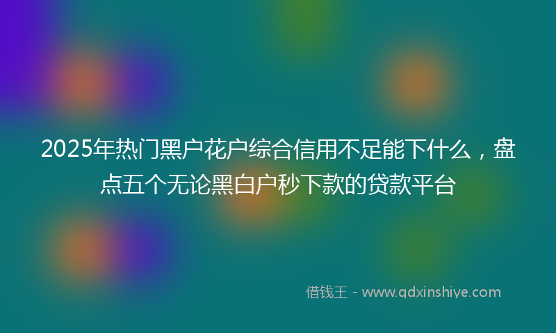2025年热门黑户花户综合信用不足能下什么，盘点五个无论黑白户秒下款的贷款平台